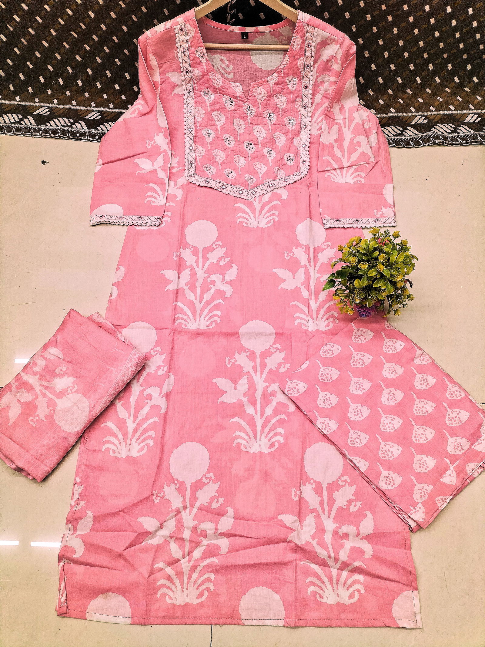 Kalaai Manul Work Cotton Printed Kurti With Bottom Dupatta Wholesale Shop In Surat